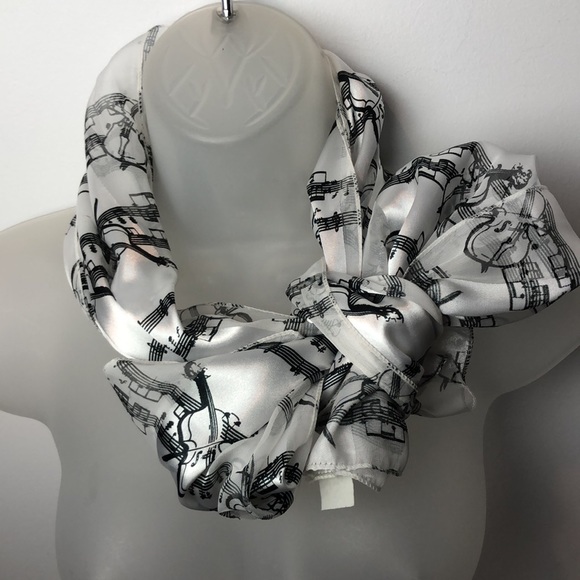 VTG Musical Theme Rectangular Scarf Polyester - Picture 2 of 9